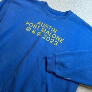 Post Malone Austin 2023 Tour Sweatshirt Blue XXL If Yall Werent Here Id Be Cry